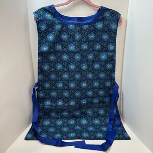 Handmade Blue Kaleidoscope Star Cobbler Apron Double Sided Pocket Tabard Smock